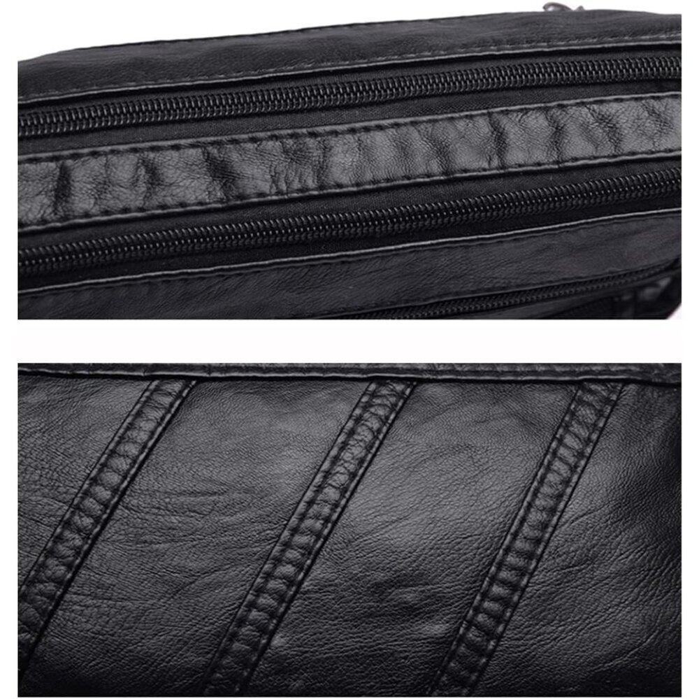 Women's Black Waterproof Messenger Casual Pu Leather Ladies Purse Shoulder Bag - Picture 8 of 9